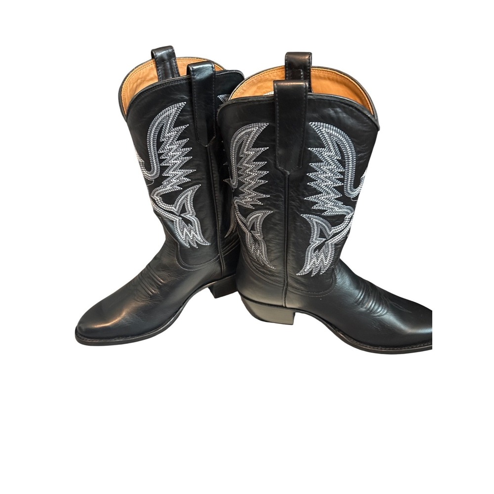 Miron Crosby Samantha Black Leather Embroidered Cowboy Boots Womens 8.5 B - Picture 7 of 12